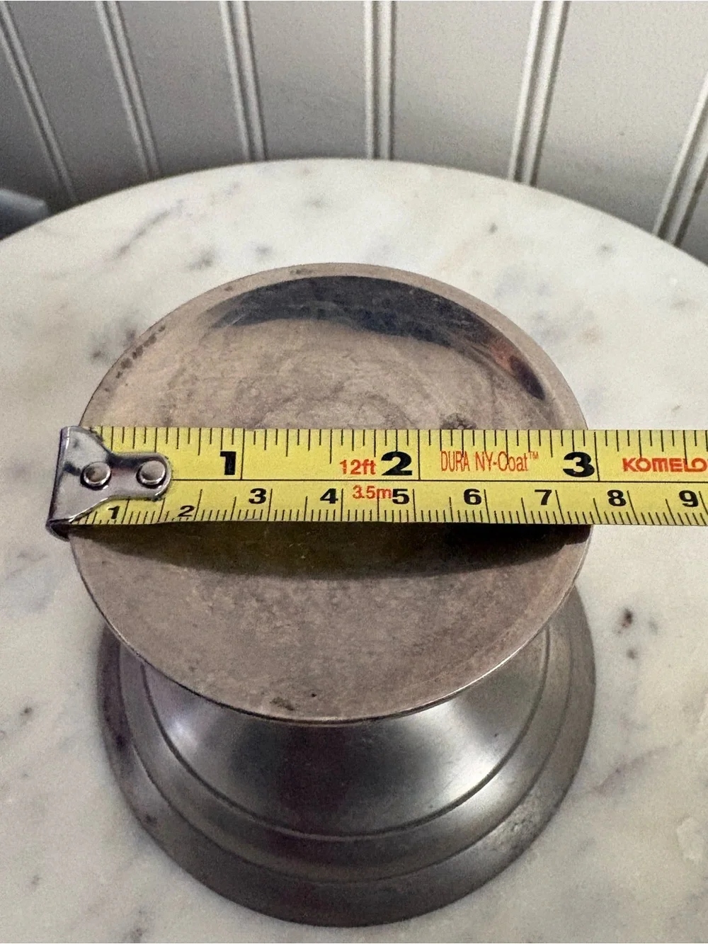 Vintage Pillar Candle Holder Base Brushed Metal Finish 3” Width Farmhouse VTG